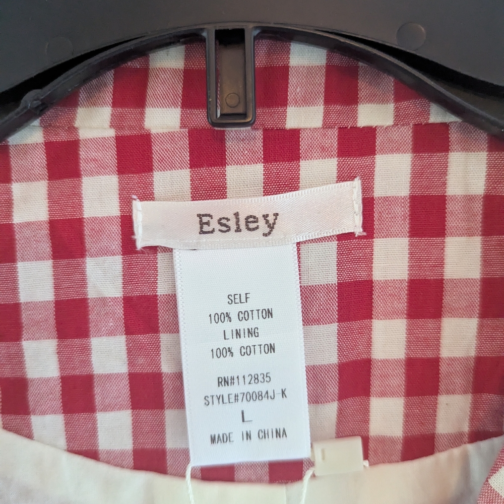 Esley Red Checkered Women's Blazer - Picture 2 of 5